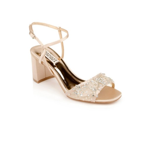 Badgley Mischka Shoes - Worn Once Indoors Badgley Mischka Women's Blaine Heeled Sandal, Latte Satin